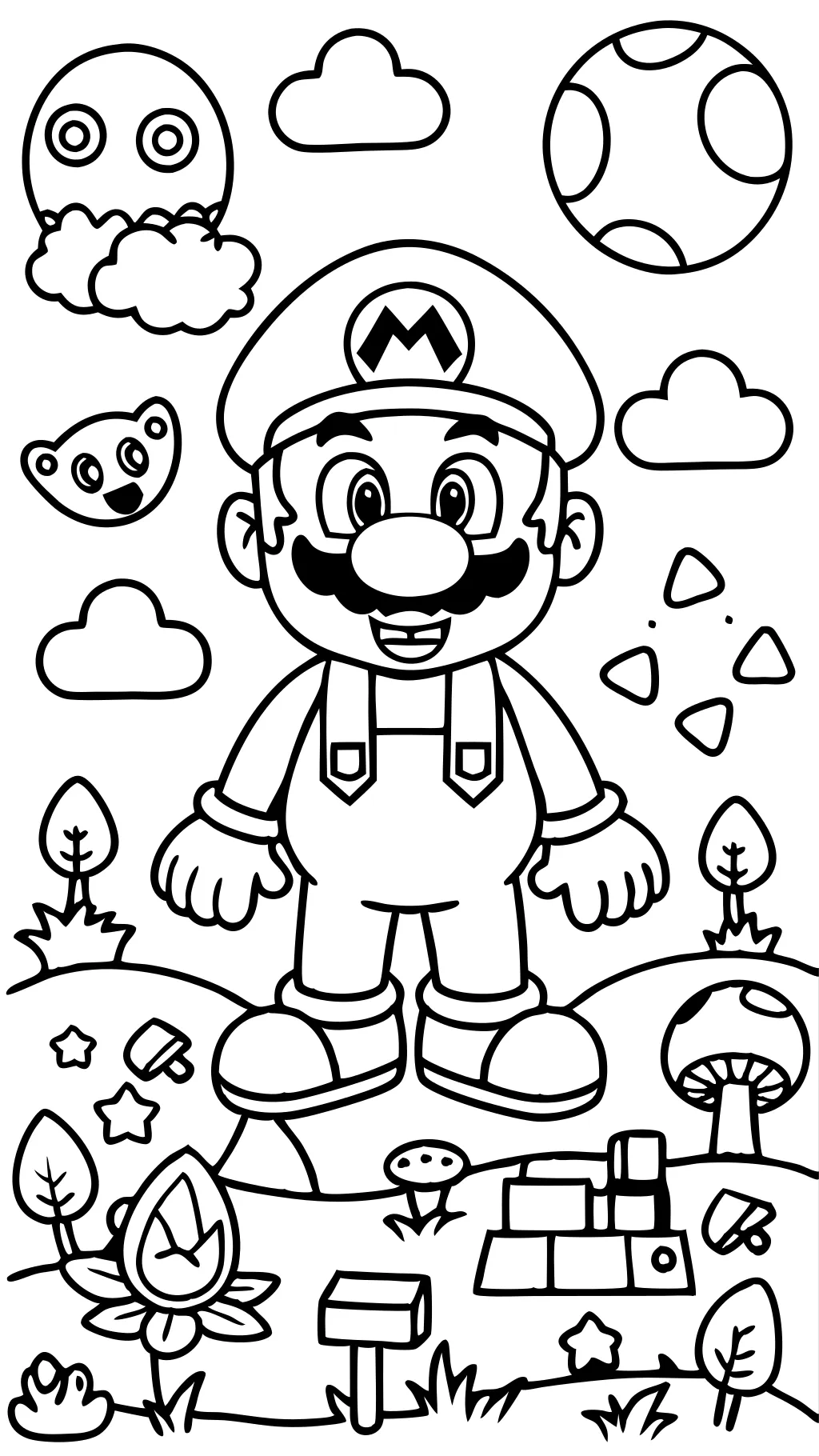 Página gratis para colorear de Mario